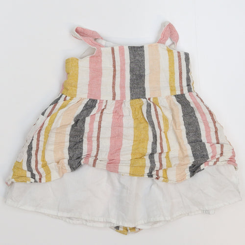 Primark Girls Multicoloured Striped  Pinafore/Dungaree Dress  Size 18-24 Months
