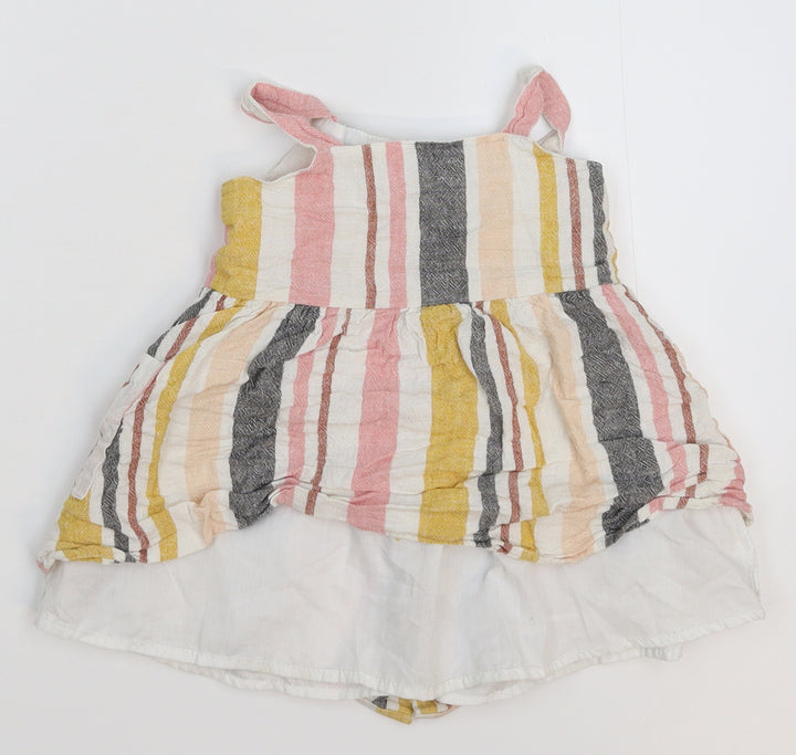 Primark Girls Multicoloured Striped  Pinafore/Dungaree Dress  Size 18-24 Months