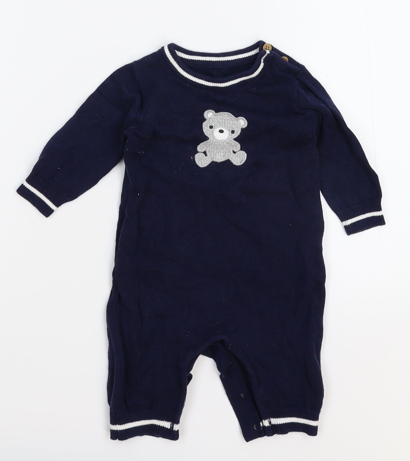 Nutmeg Baby Blue  Knit Babygrow One-Piece Size 0-3 Months