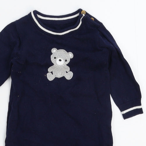 Nutmeg Baby Blue  Knit Babygrow One-Piece Size 0-3 Months