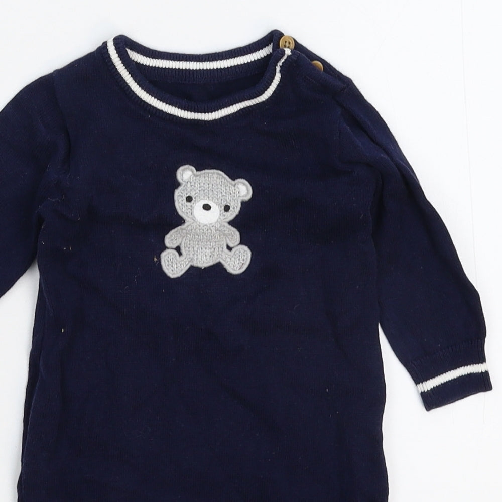 Nutmeg Baby Blue  Knit Babygrow One-Piece Size 0-3 Months