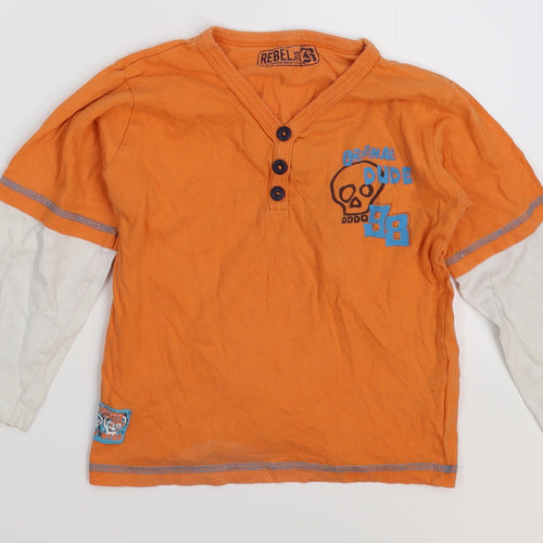 Rebel Boys Orange   Basic T-Shirt Size 4-5 Years