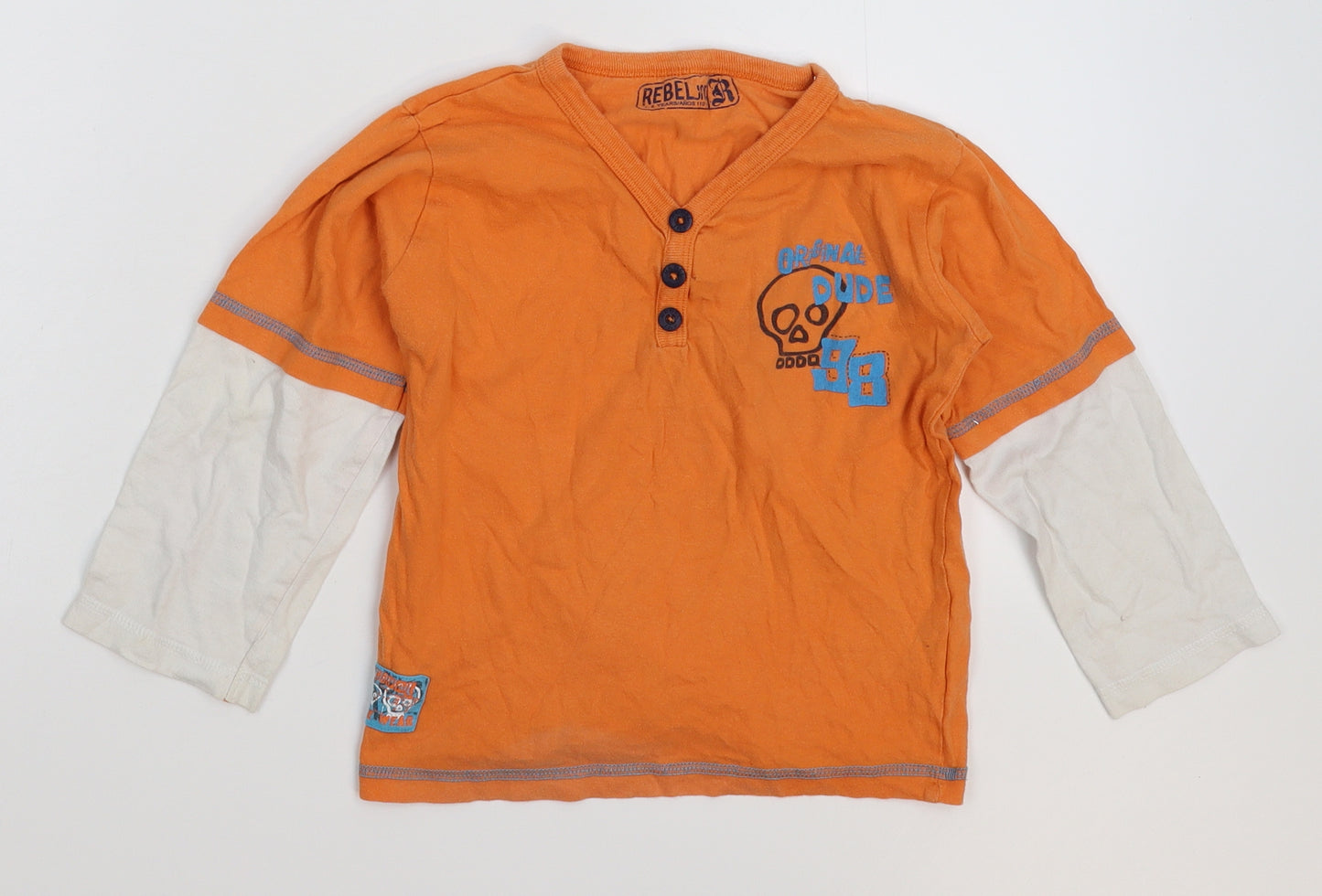 Rebel Boys Orange   Basic T-Shirt Size 4-5 Years