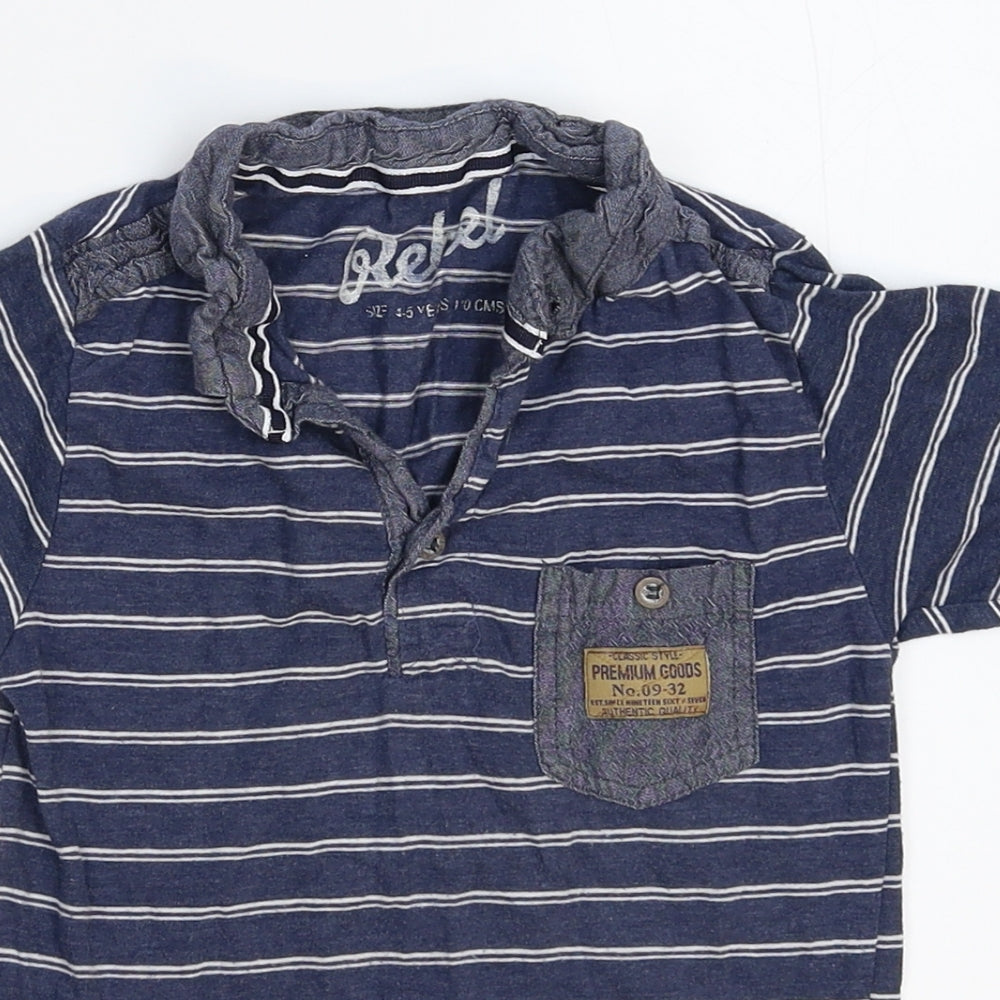 Rebel Boys Blue Striped  Basic Polo Size 4-5 Years