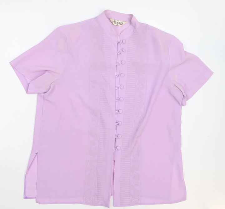 Bonmarché Womens Pink Basic Button-Up Size 14
