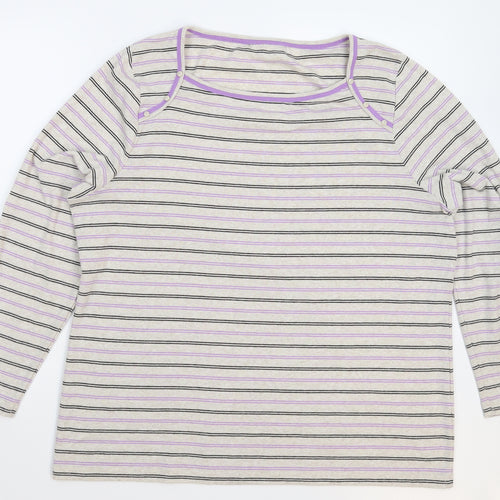 Preworn Womens Grey Striped  Pullover Jumper Size 2XL