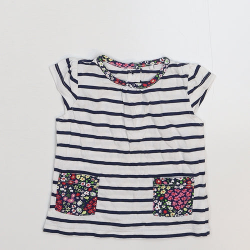 TU Girls White Striped  Basic T-Shirt Size 3-6 Months