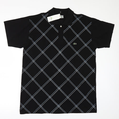 Lacoste Mens Black Check   Polo Size 2XL