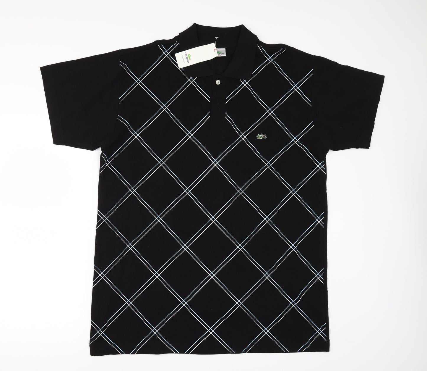 Lacoste Mens Black Check   Polo Size 2XL