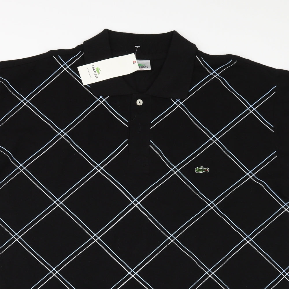 Lacoste Mens Black Check   Polo Size 2XL