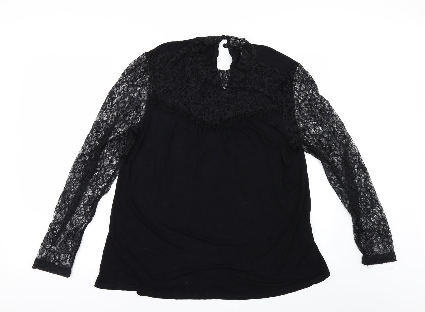 Primark Womens Black   Basic T-Shirt Size 18  - lace sleeves