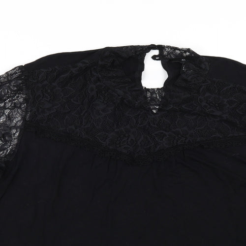 Primark Womens Black   Basic T-Shirt Size 18  - lace sleeves