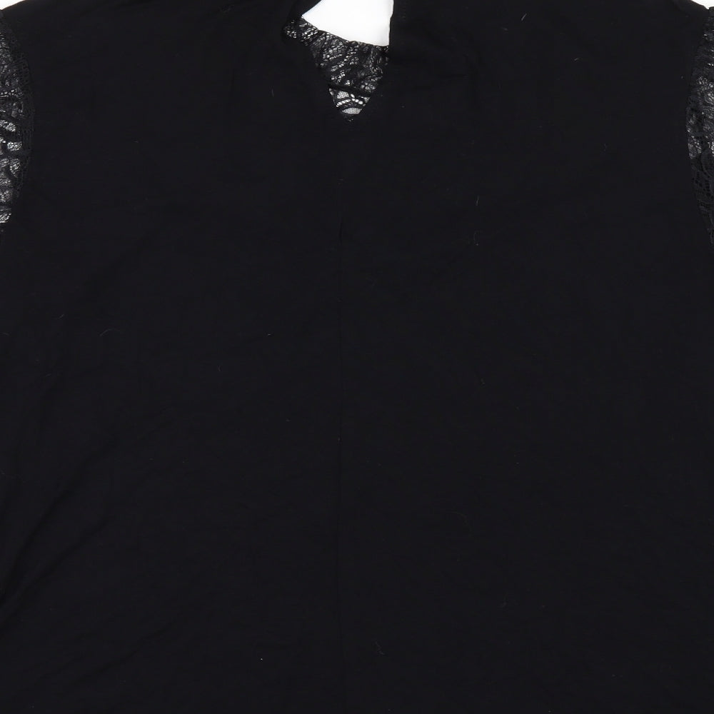 Primark Womens Black   Basic T-Shirt Size 18  - lace sleeves
