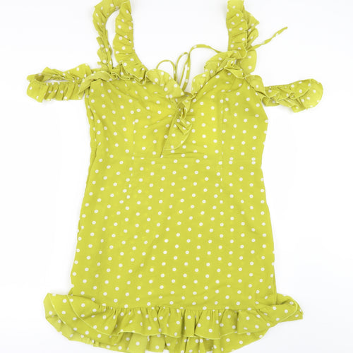 PRETTYLITTLETHING Womens Grey Polka Dot  Mini  Size 14