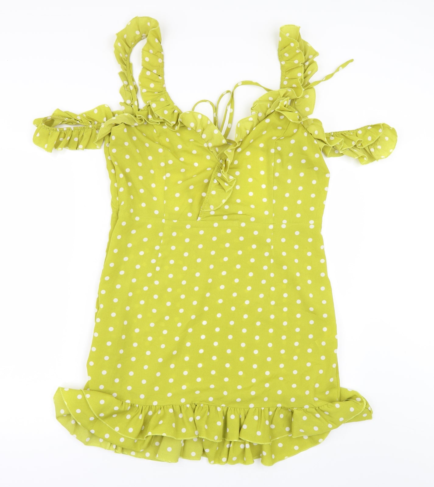 PRETTYLITTLETHING Womens Grey Polka Dot  Mini  Size 14