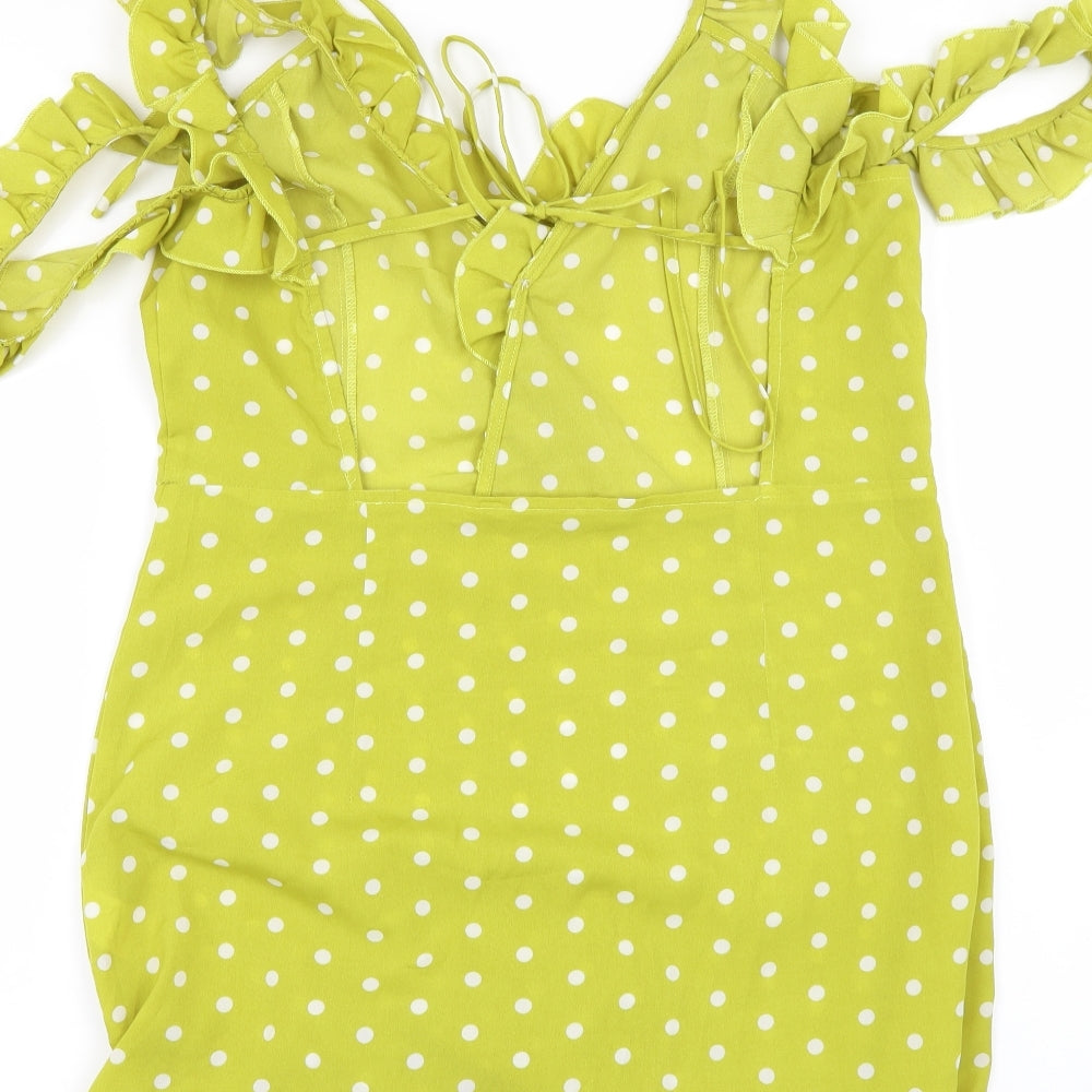 PRETTYLITTLETHING Womens Grey Polka Dot  Mini  Size 14