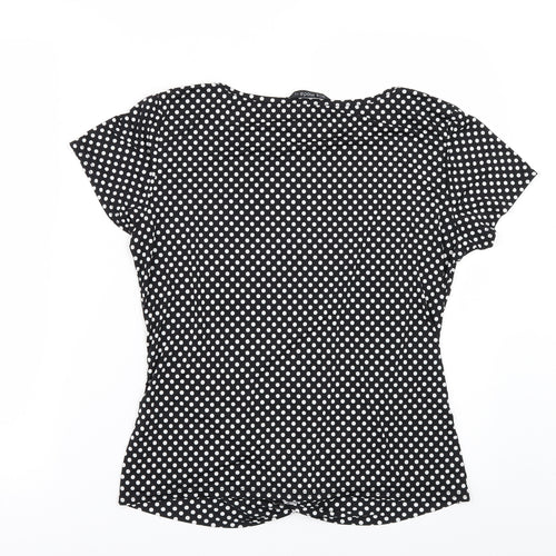 Mia Moda Womens Black Polka Dot  Basic T-Shirt Size 14