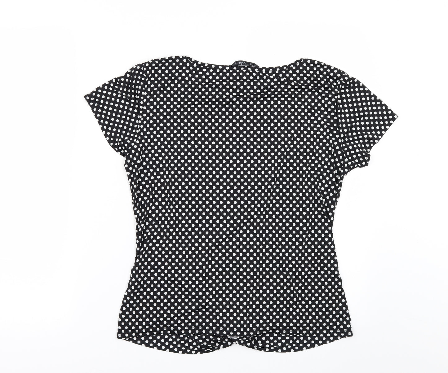 Mia Moda Womens Black Polka Dot  Basic T-Shirt Size 14