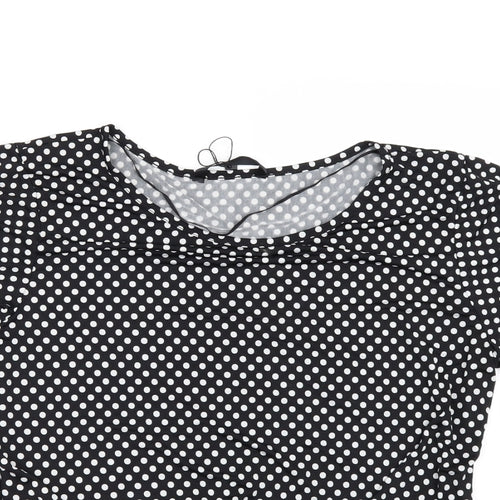 Mia Moda Womens Black Polka Dot  Basic T-Shirt Size 14