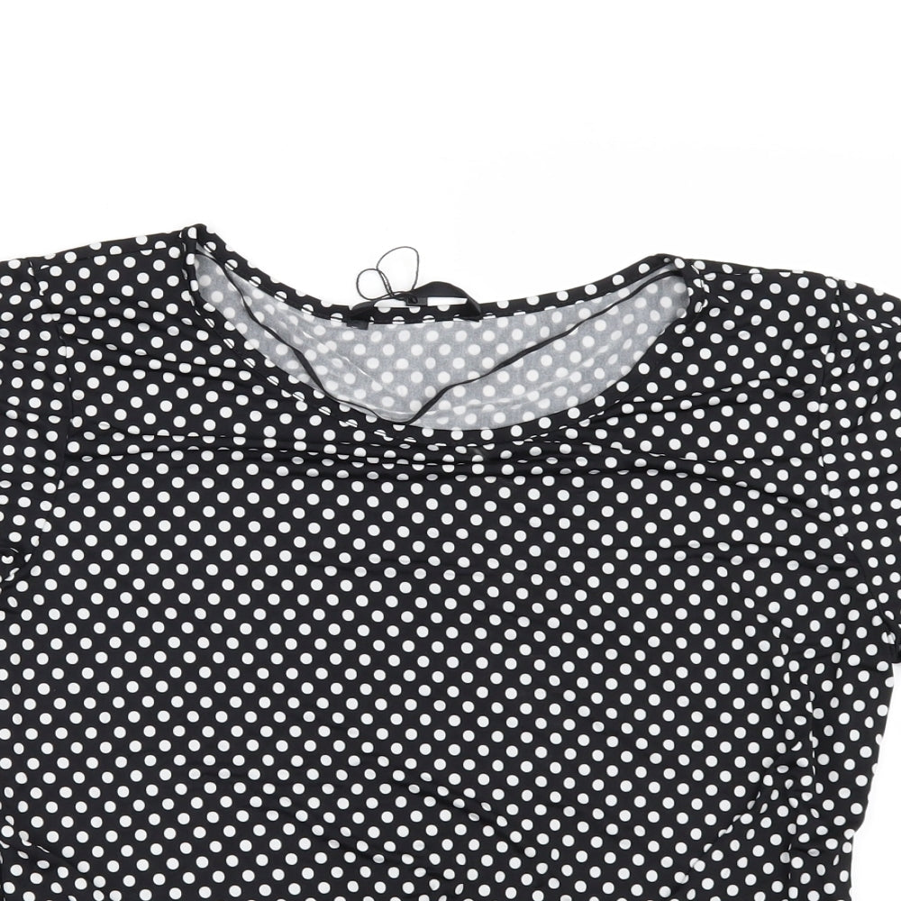 Mia Moda Womens Black Polka Dot  Basic T-Shirt Size 14