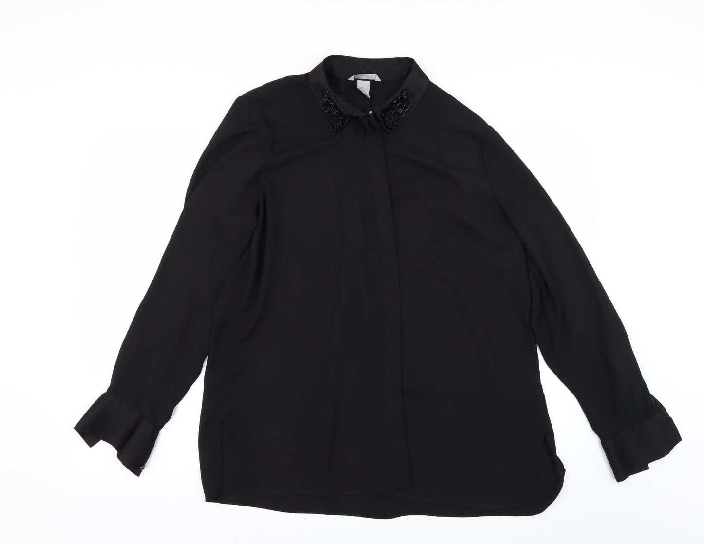 H&M Womens Black   Basic Button-Up Size 10