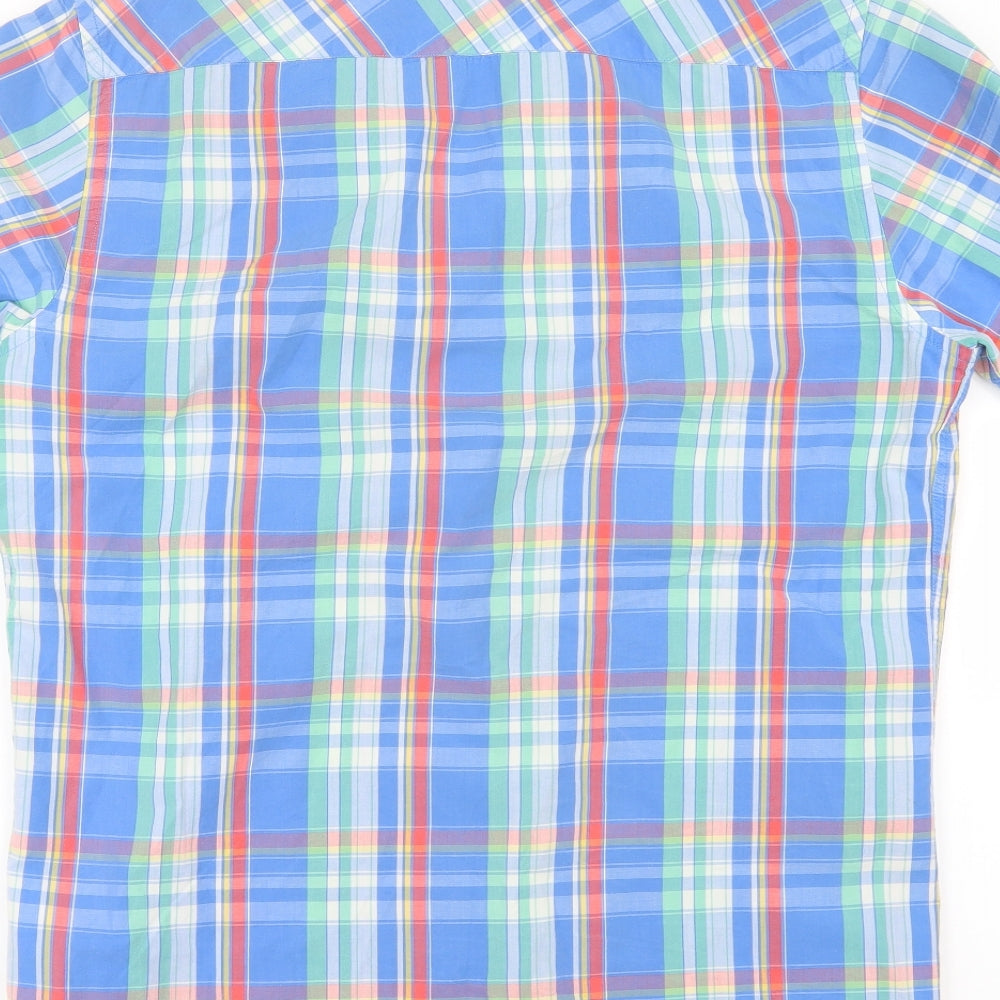 Brothers Mens Blue Check   Button-Up Size M