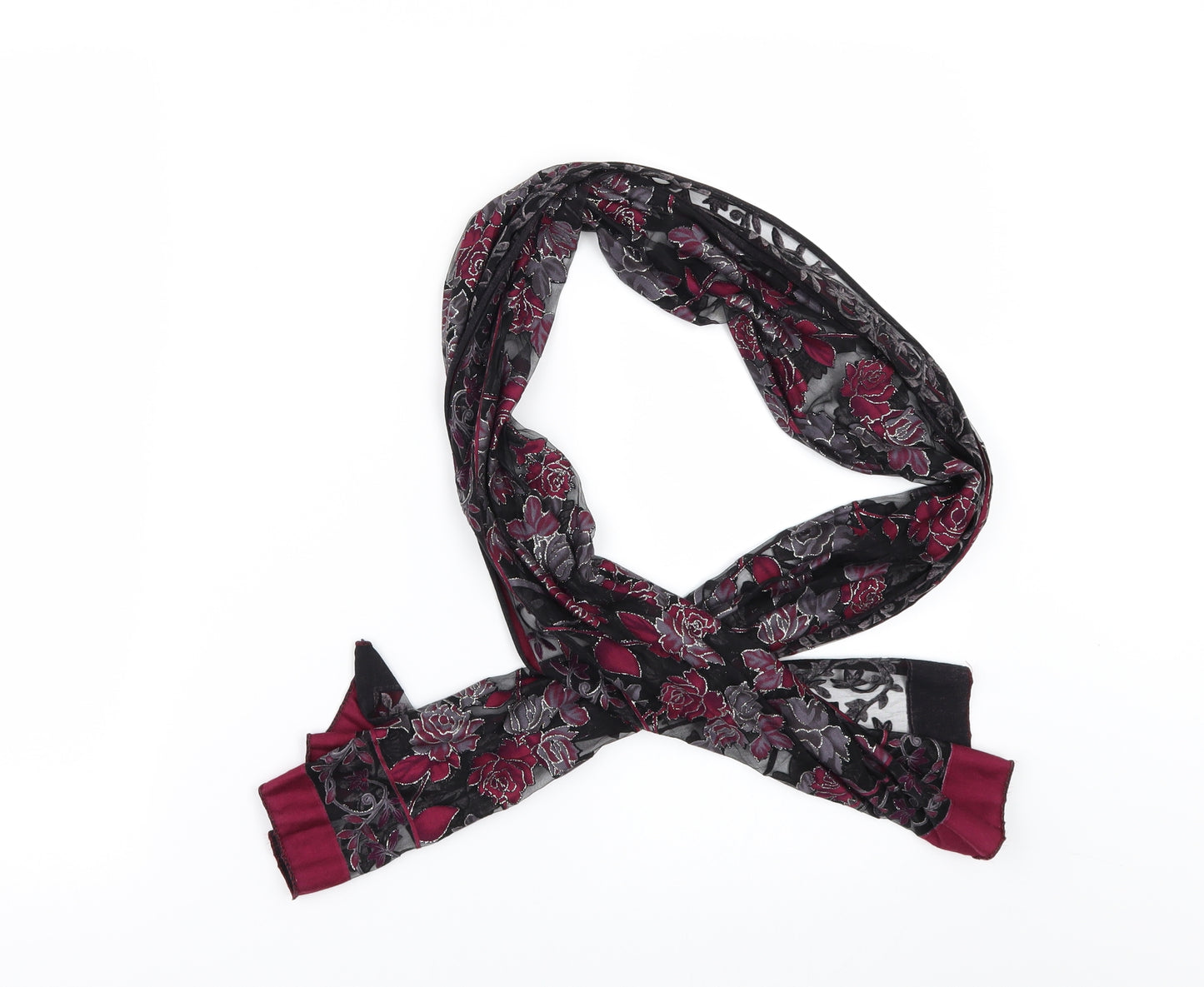 Preworn Womens Black Floral   Scarf