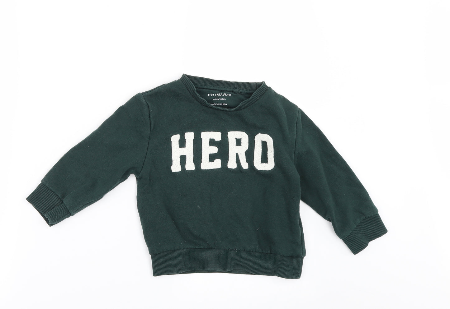 Primark Boys Green   Pullover Sweatshirt Size 2-3 Years  - hero