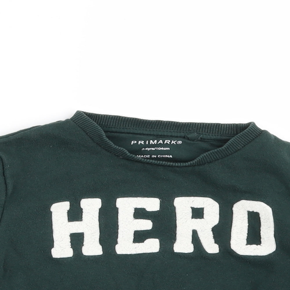 Primark Boys Green   Pullover Sweatshirt Size 2-3 Years  - hero