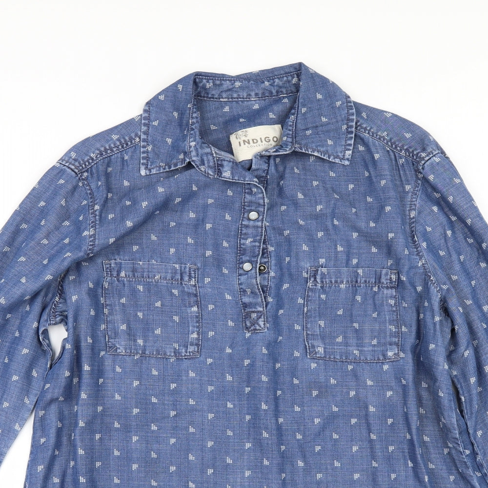 Marks and Spencer Womens Blue Geometric  Tunic Blouse Size 12