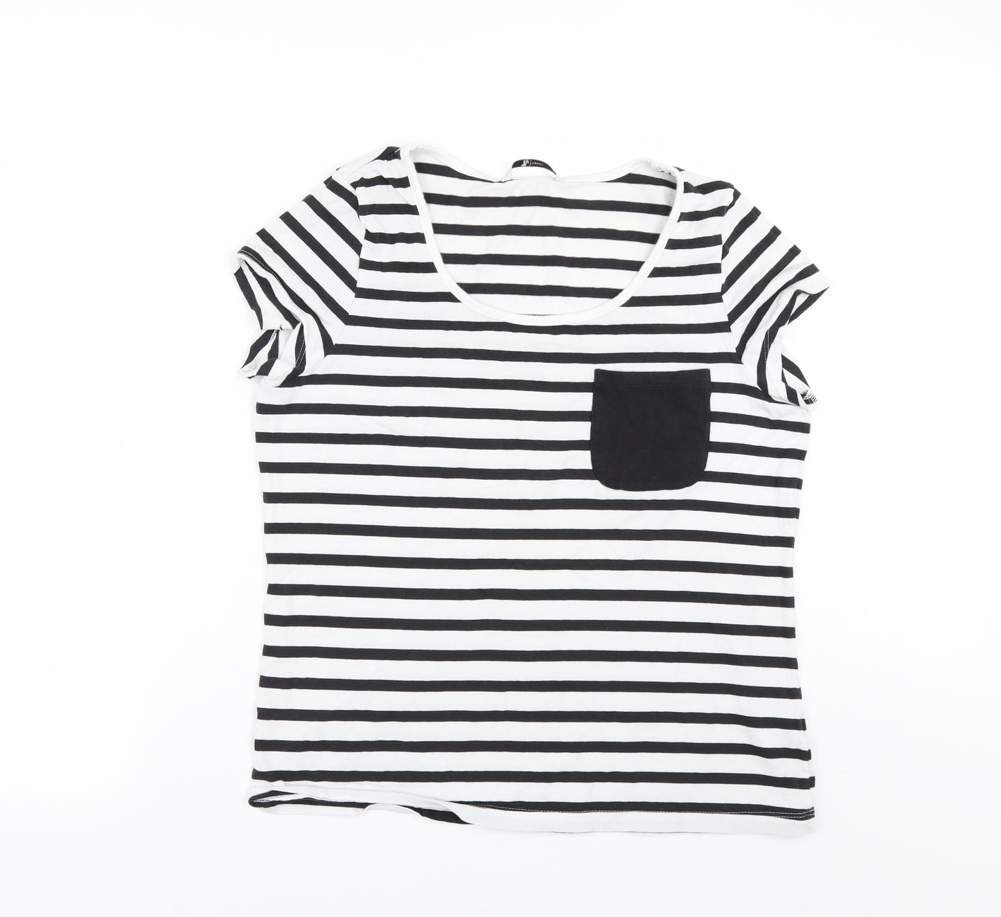 TU Womens Black Striped  Basic T-Shirt Size 14