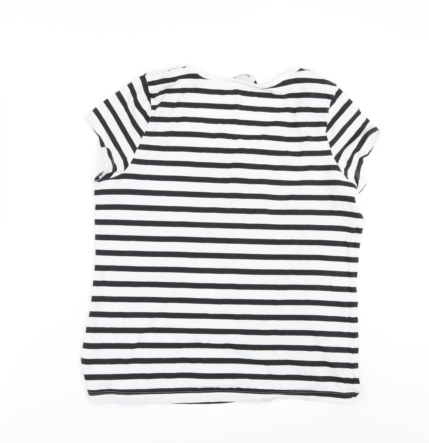 TU Womens Black Striped  Basic T-Shirt Size 14