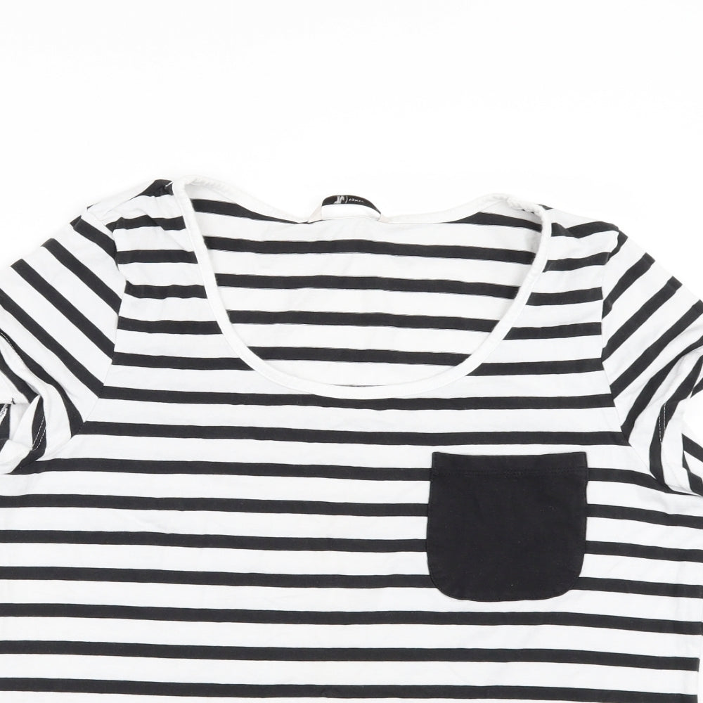 TU Womens Black Striped  Basic T-Shirt Size 14