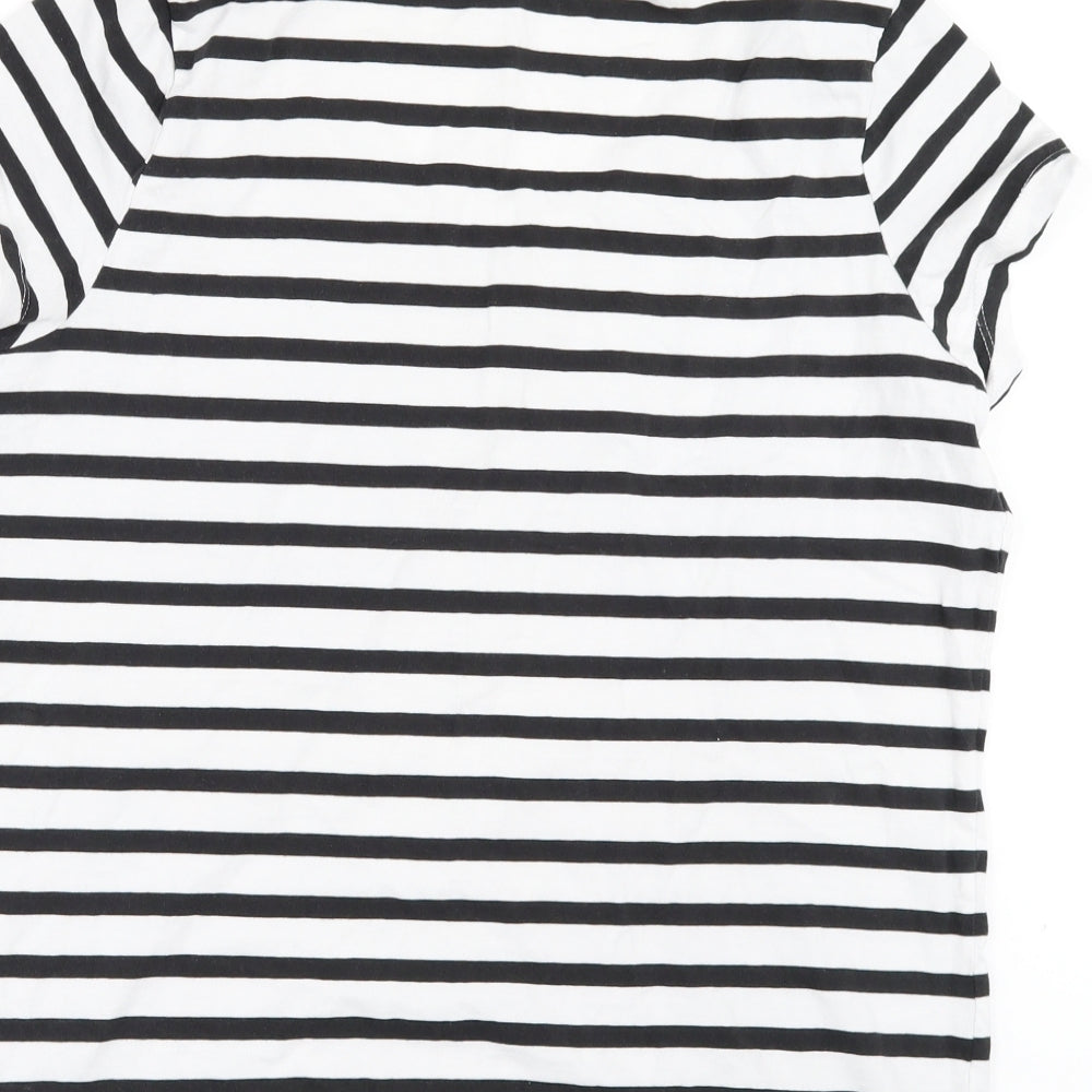 TU Womens Black Striped  Basic T-Shirt Size 14