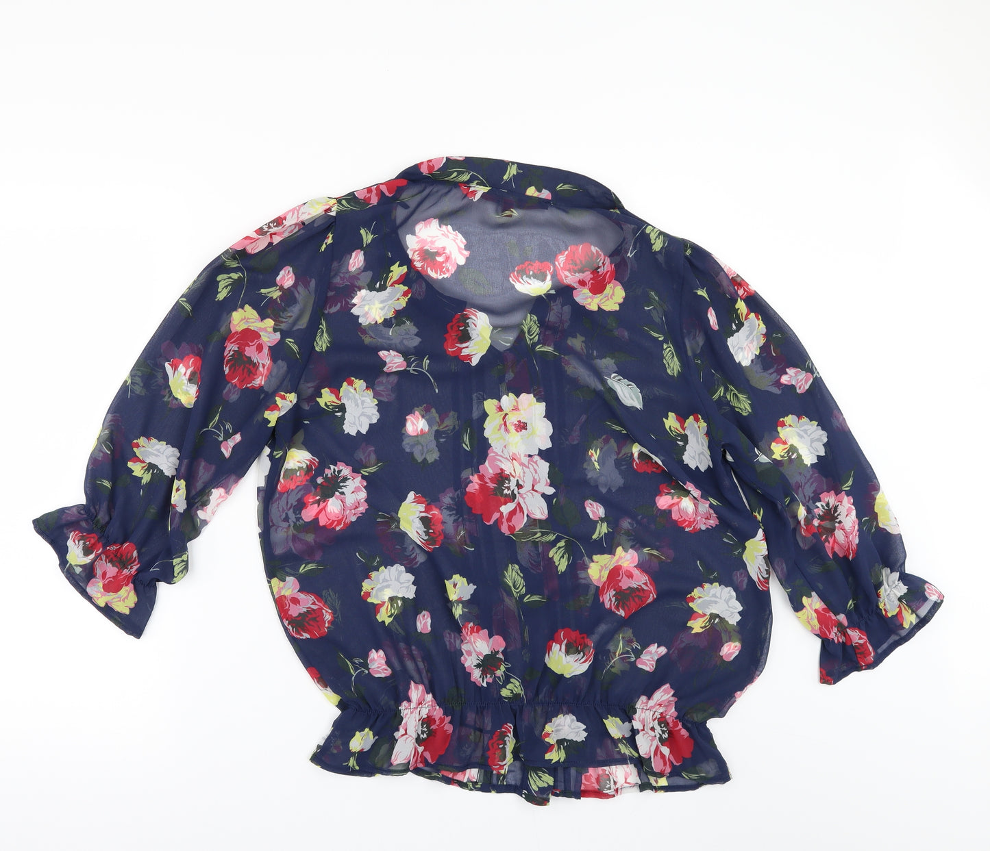 NEXT Womens Blue Floral Chiffon Tunic Blouse Size 14