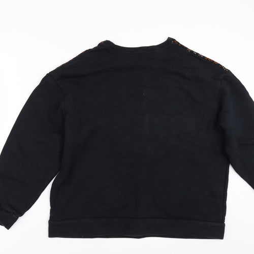 pull & Womens Black Geometric  Pullover Sweatshirt Size M