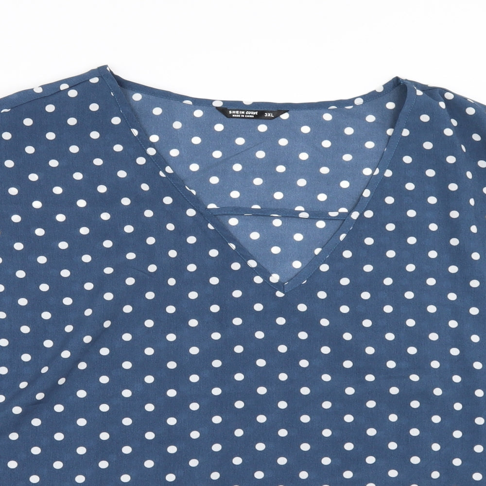 SheIn Womens Blue Polka Dot  Tunic Blouse Size 3XL