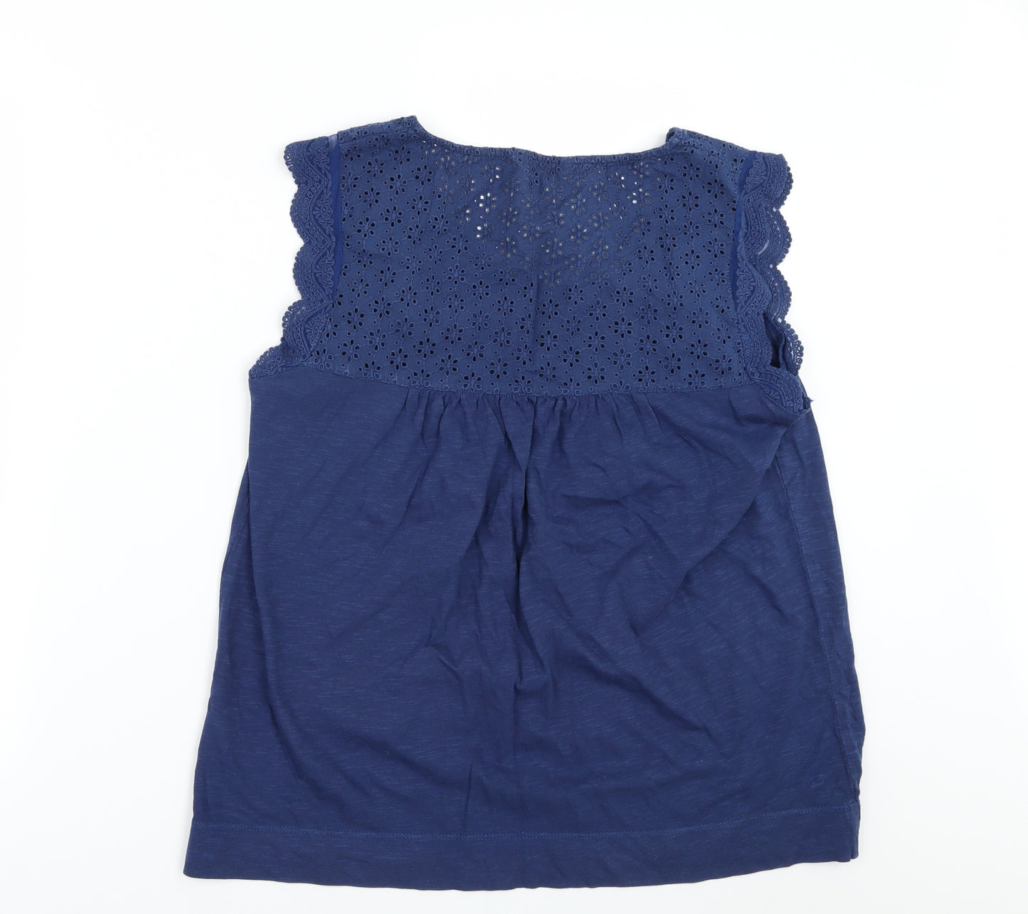 NEXT Womens Blue   Basic T-Shirt Size 12  - Broderie Anglaise