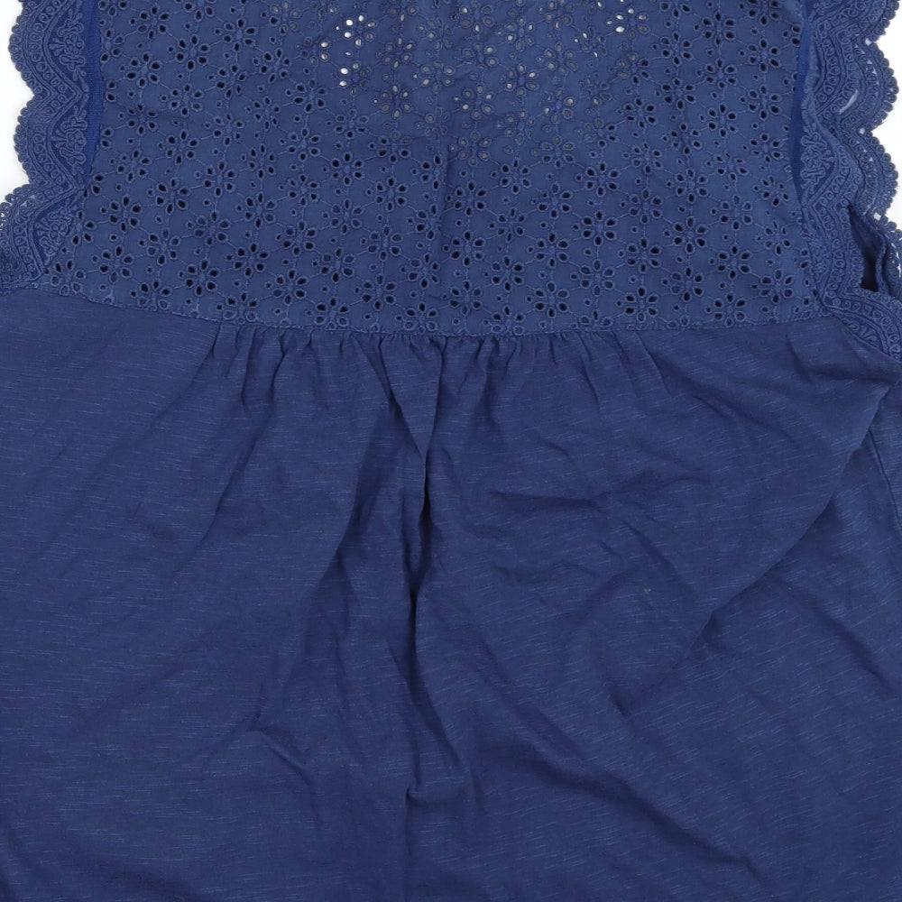 NEXT Womens Blue   Basic T-Shirt Size 12  - Broderie Anglaise