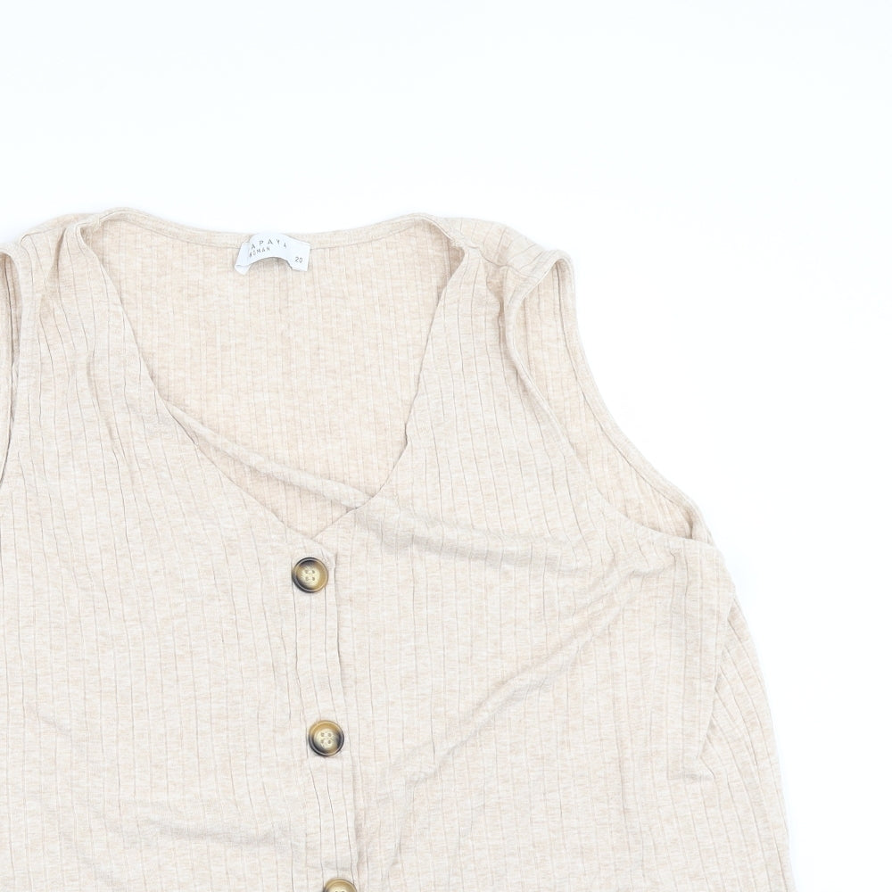 Papaya Womens Beige   Basic T-Shirt Size 20