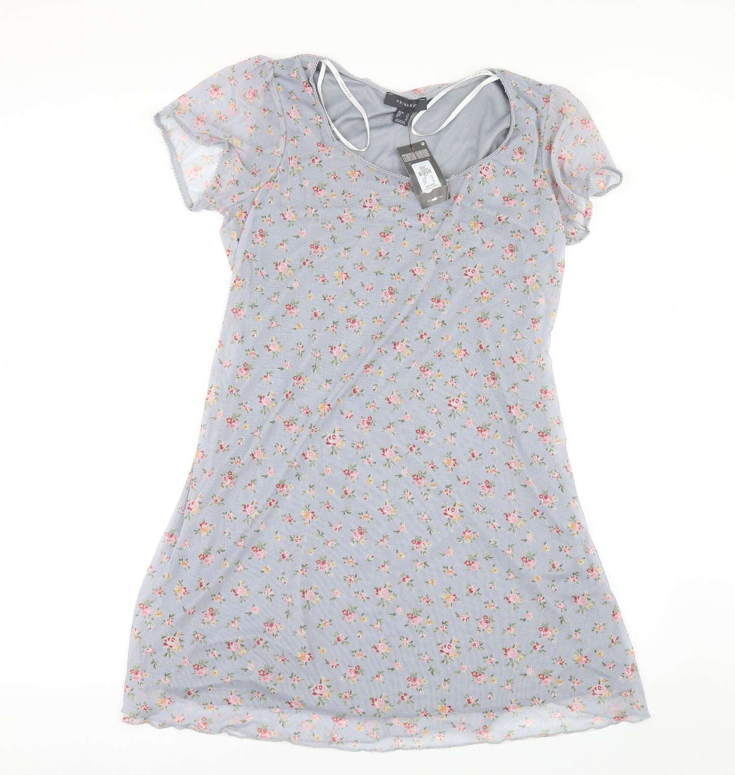 Primark Womens Grey Floral  A-Line  Size 16