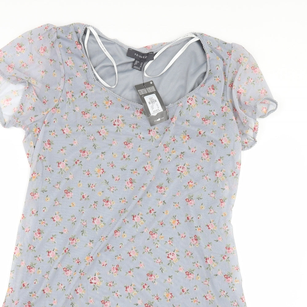 Primark Womens Grey Floral  A-Line  Size 16