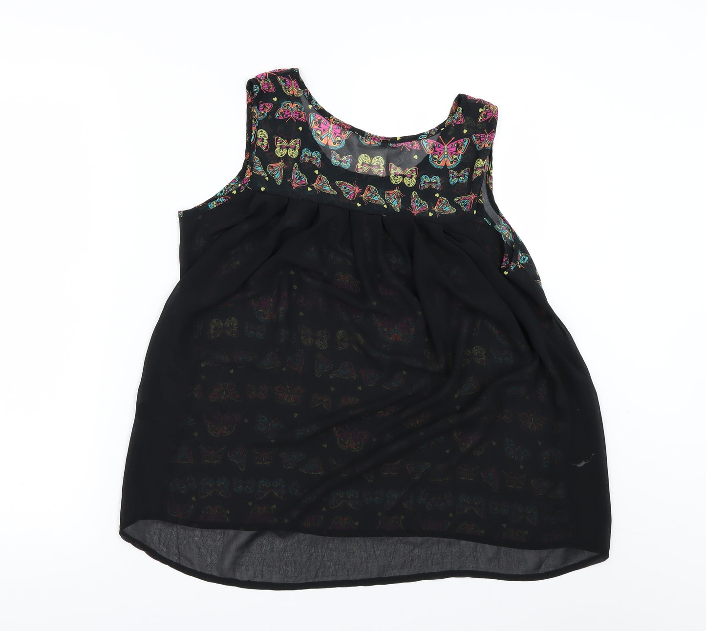 George Womens Black Geometric  Tunic Blouse Size 10