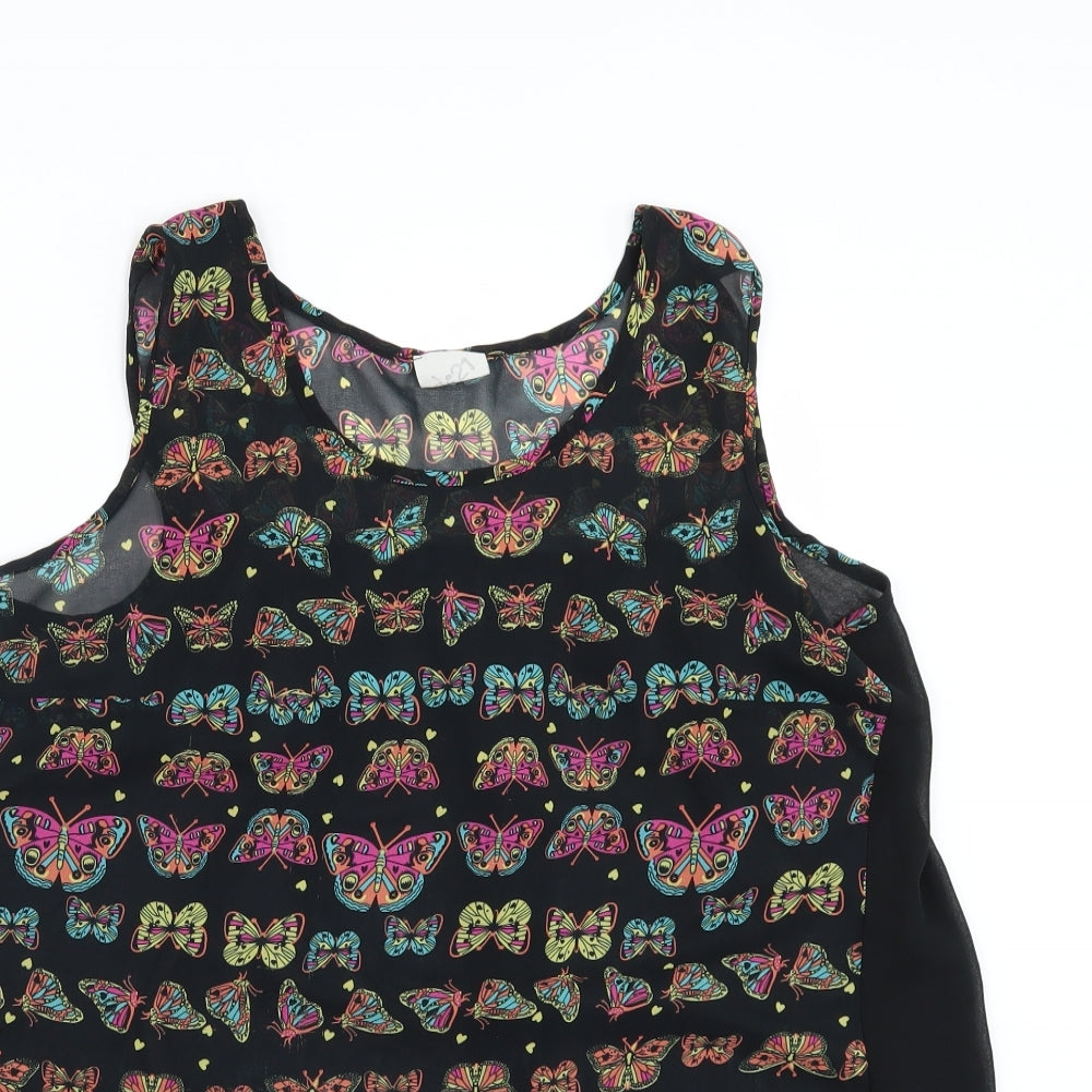 George Womens Black Geometric  Tunic Blouse Size 10