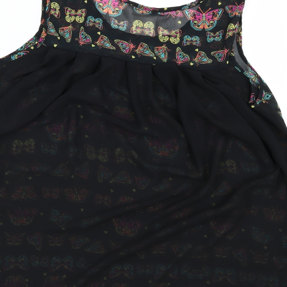 George Womens Black Geometric  Tunic Blouse Size 10