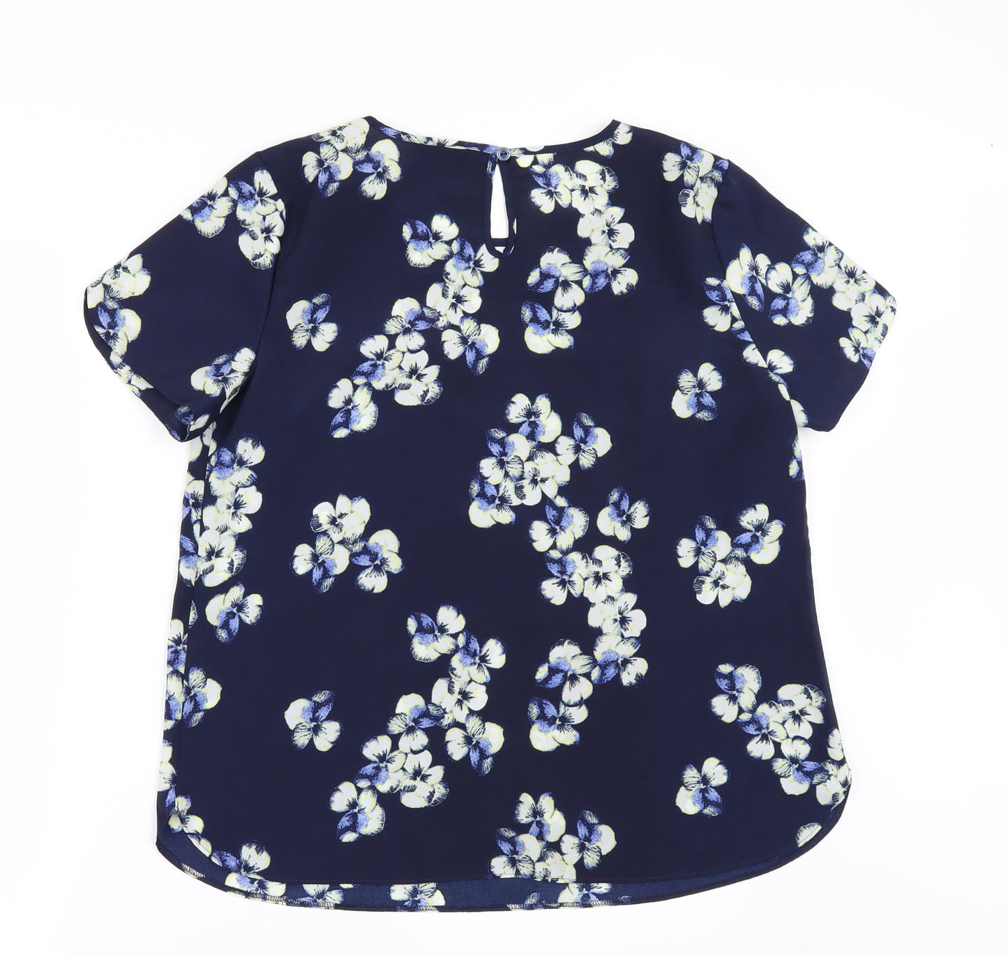 George Womens Blue Floral  Tunic Blouse Size 14