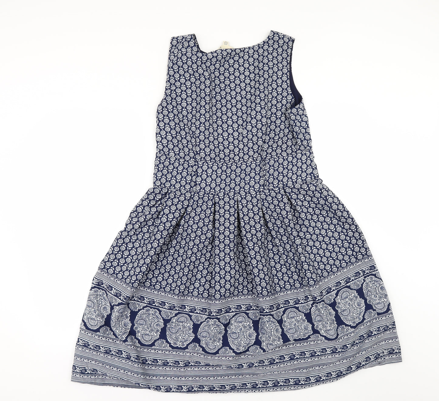 Yumi Womens Blue Geometric  A-Line  Size 12