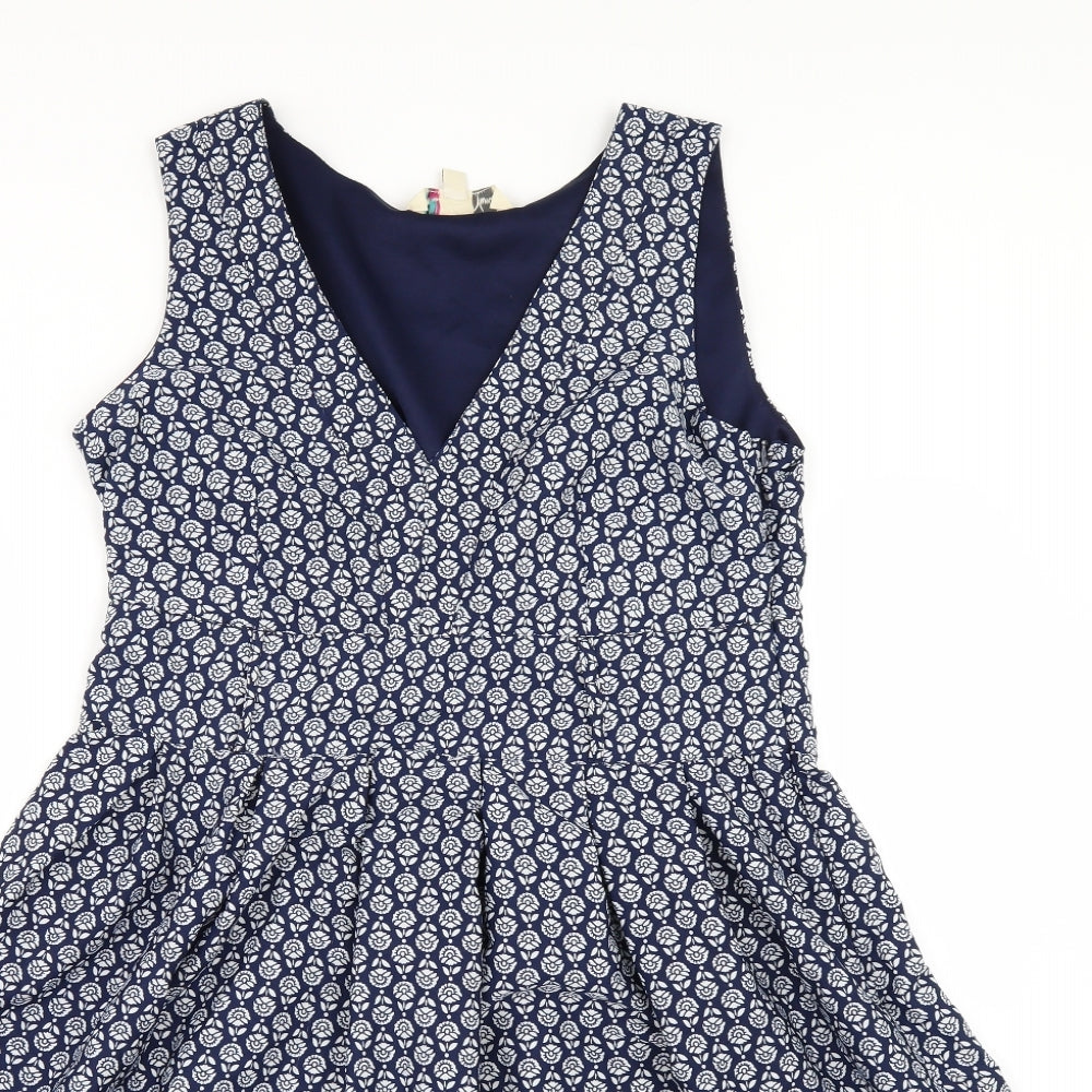 Yumi Womens Blue Geometric  A-Line  Size 12