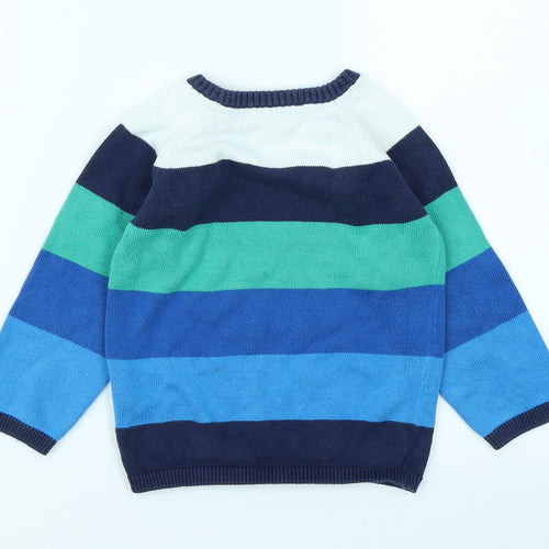H&M Boys Blue Striped Knit Pullover Jumper Size 2 Years