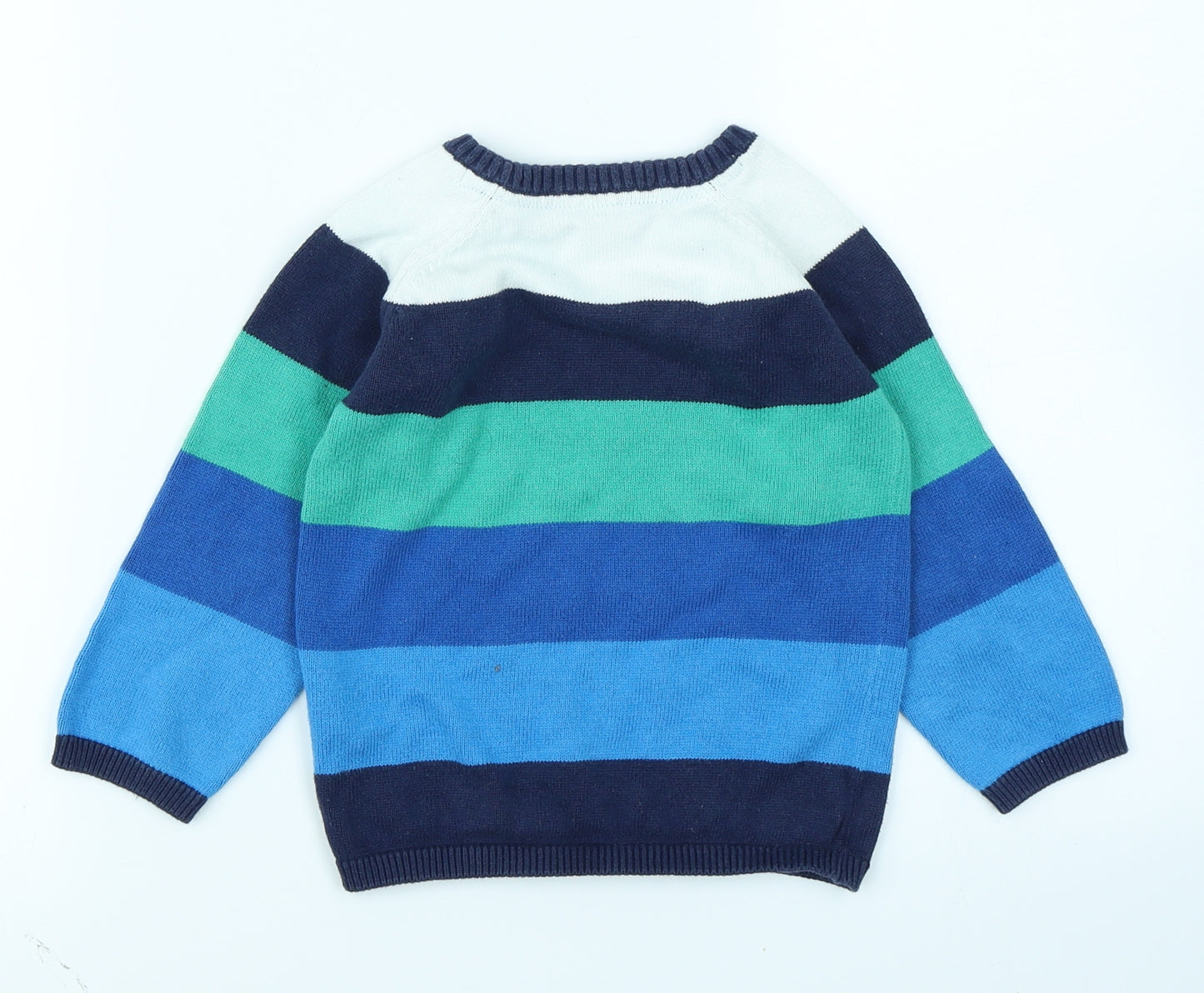 H&M Boys Blue Striped Knit Pullover Jumper Size 2 Years